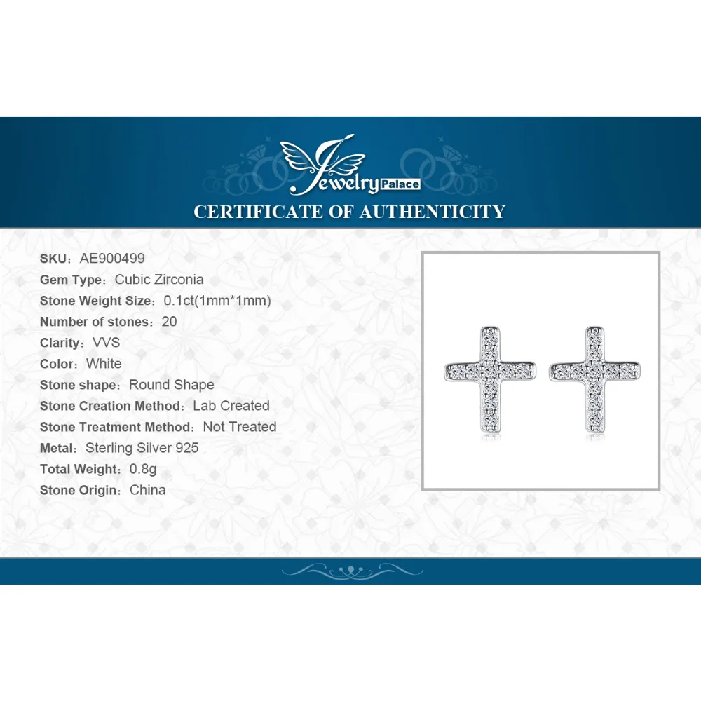 JewelryPalace 0.1ct кубического циркония крест серьги для Для женщин натуральная 925 пробы Серебряные ювелирные изделия Модные красивые серьги