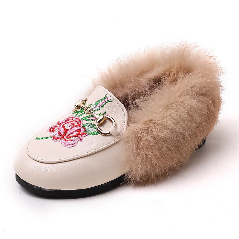 Теплая кожаная обувь для девочек коллекция 2019 года Зимняя Детская плюшевая