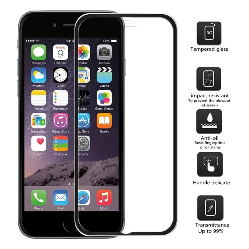 Закаленное 3d-стекло для iphone 8 6 6S 7 Plus защитная пленка на весь экран из алюминиевого