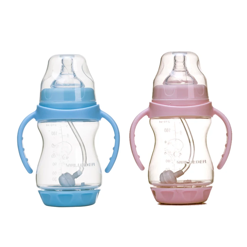 

VALUEDER 210ml PP Baby Bottle with Soft Nipples Plastic Anti-colic BPA Free Bottle with Straw for Baby Feeding