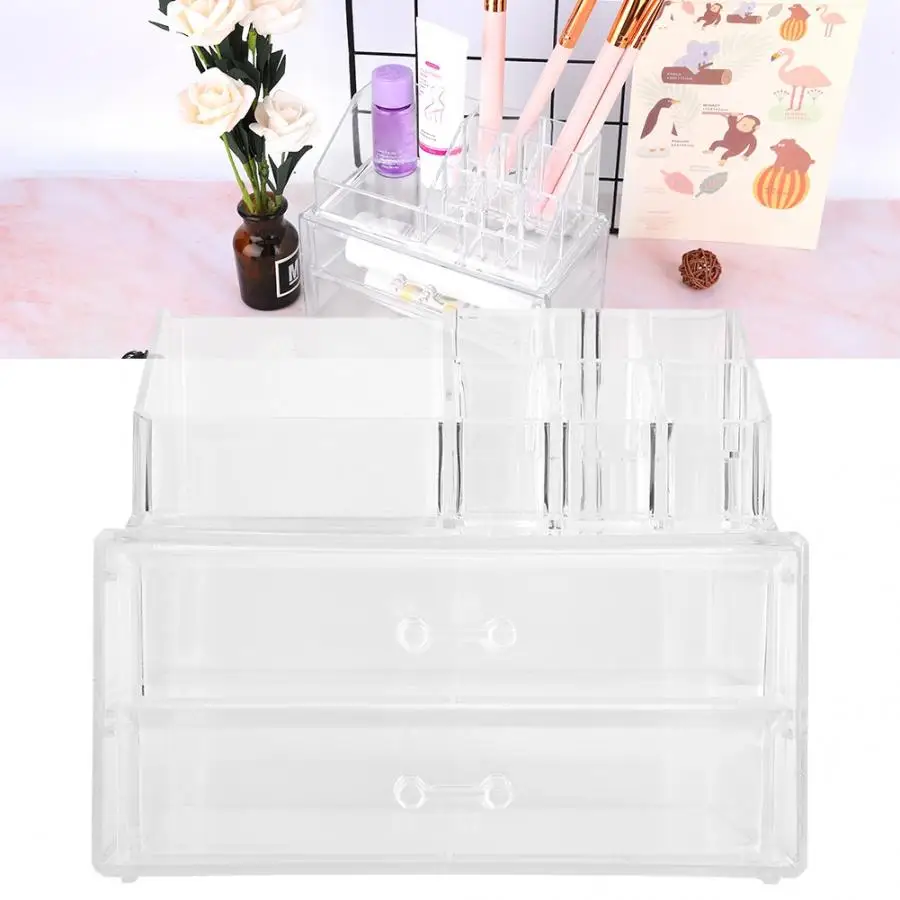 portable Transparent Cosmetic Storage Case Drawer Type Lip stick Toner Lotion Holder Display Stand Makeup Container Organizer | Красота и