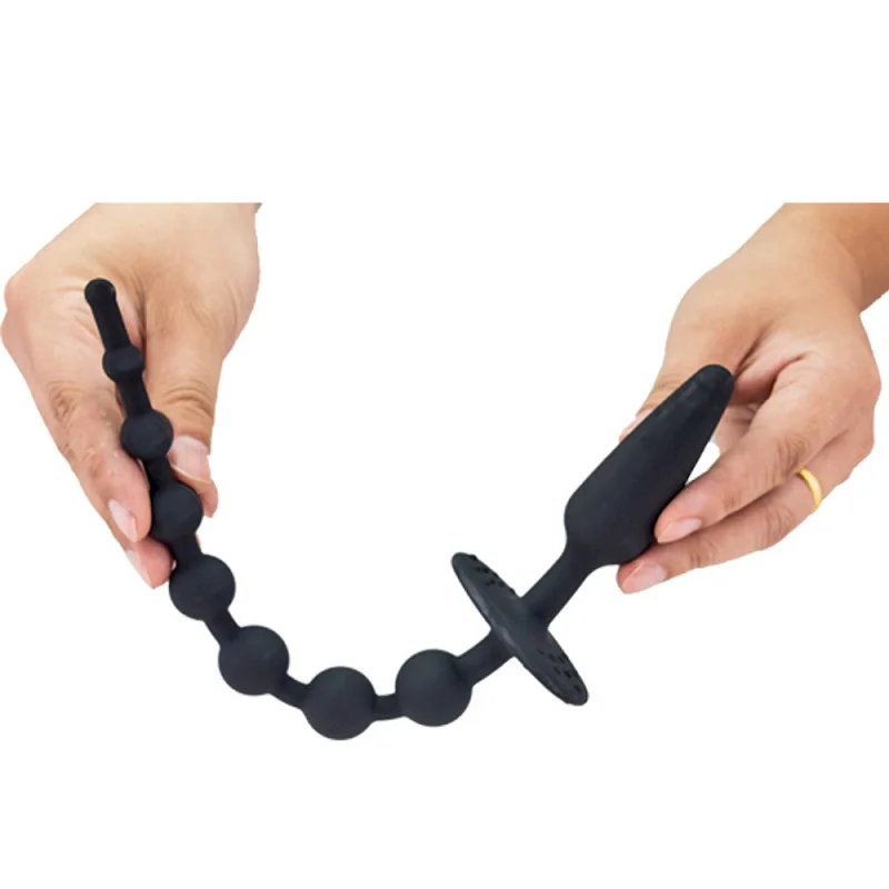 New silicone double head massager 8 balls anal butt tail plug beads fox anus erotic sex toys for men women gay | Красота и здоровье