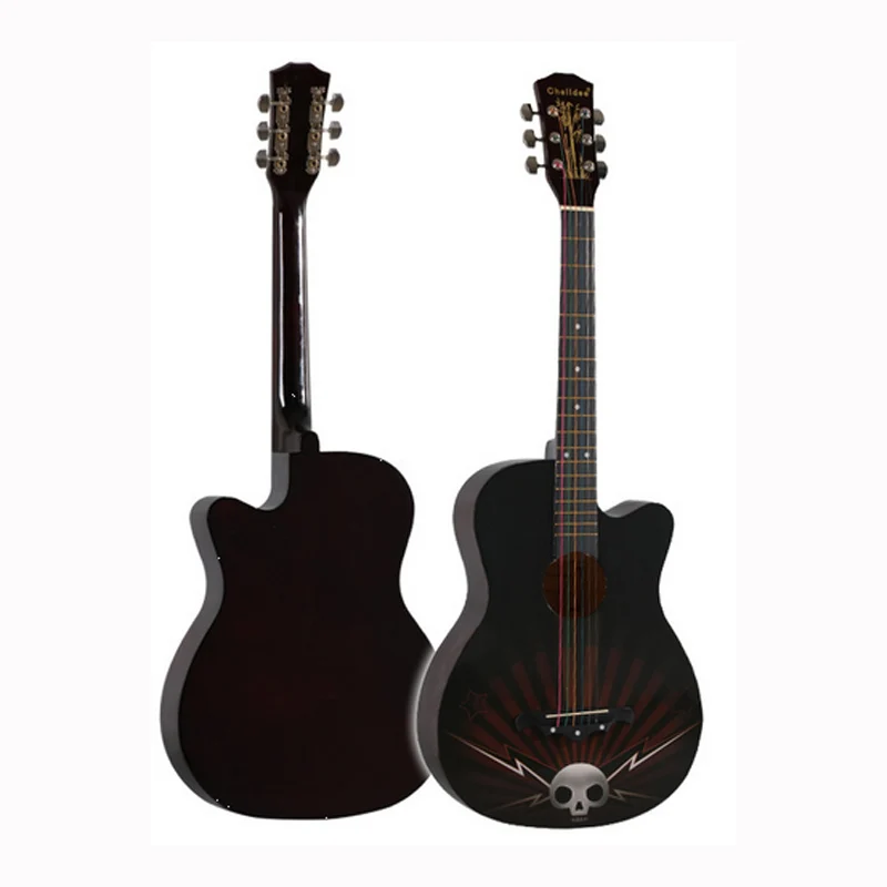 Guitar Personality 38 Inches Linden Wood Folk Color Pattern Semi-Closed Knob Beginner's Introduction | Спорт и развлечения