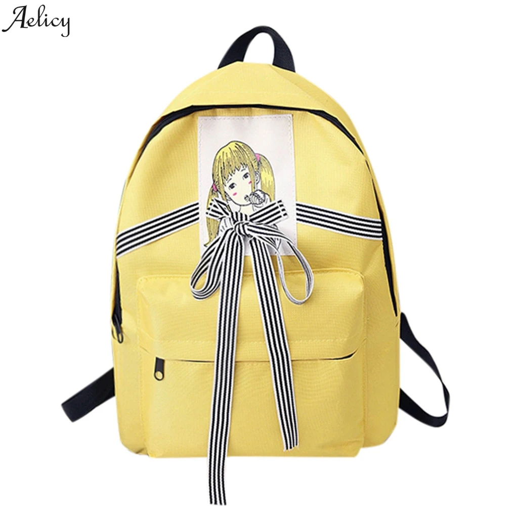 Холщовый женский студенческий уличный рюкзак с принтом для студентов дорожные