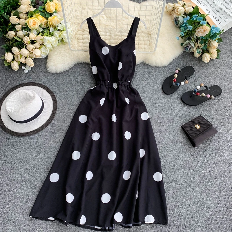 2019 новые модные женские платья ретро точка контрастный ремень сексуальное