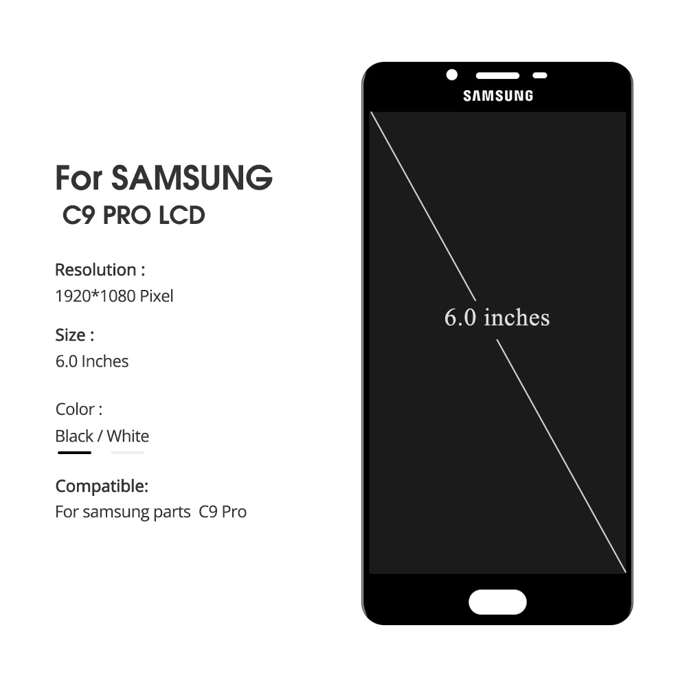 ЖК-дисплей S для samsung Galaxy C9 Pro C9000 SM-C9000, сенсорный дигитайзер, запасная сборка