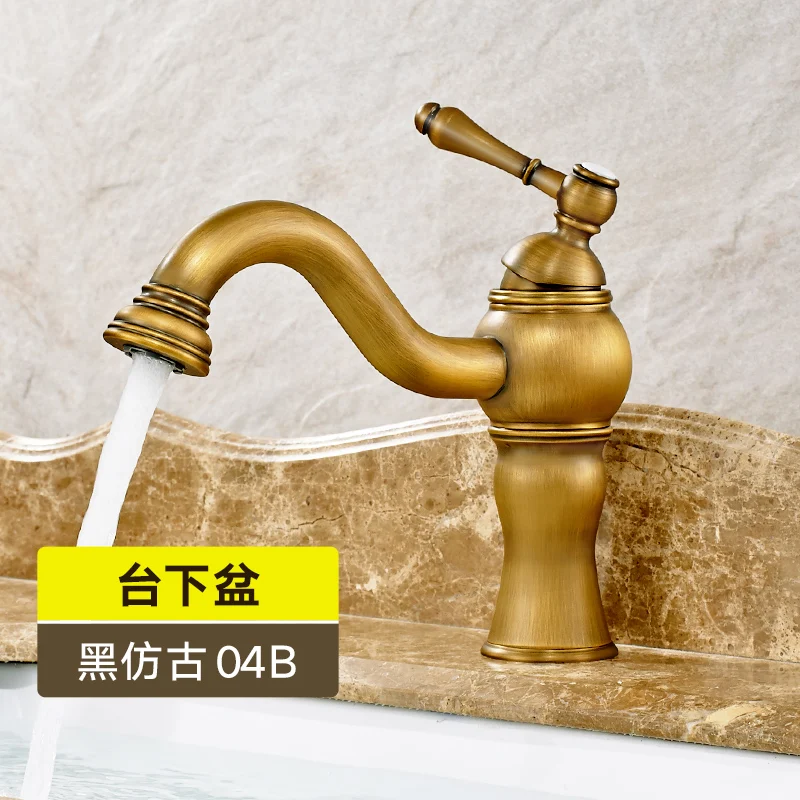 Новый черный латунный Смеситель для ванной комнаты керамика винтажный
