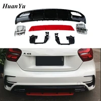 w176 sport diffuser abs with stainless steel exhaust tips 4 outlets for mercedes benz a class rear bumper 2013 2018