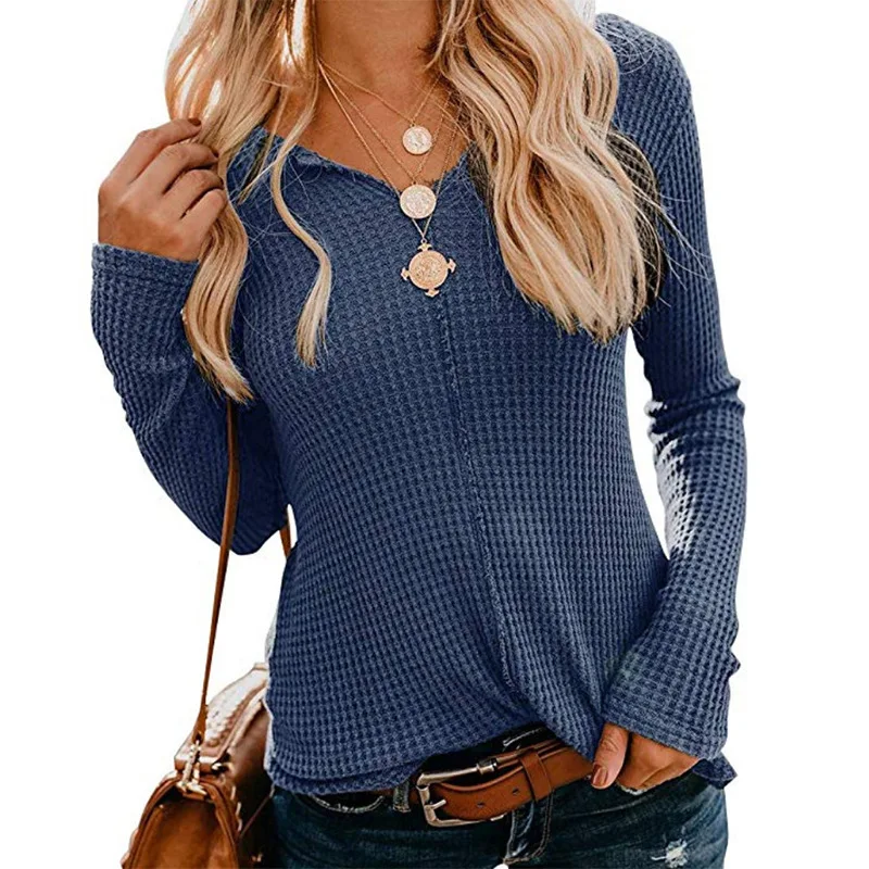 

2019 Autumn Solid Women Knitting Sweater V Neck Long Sleeve Casual Tops Blusa De Frio Feminina Ez*