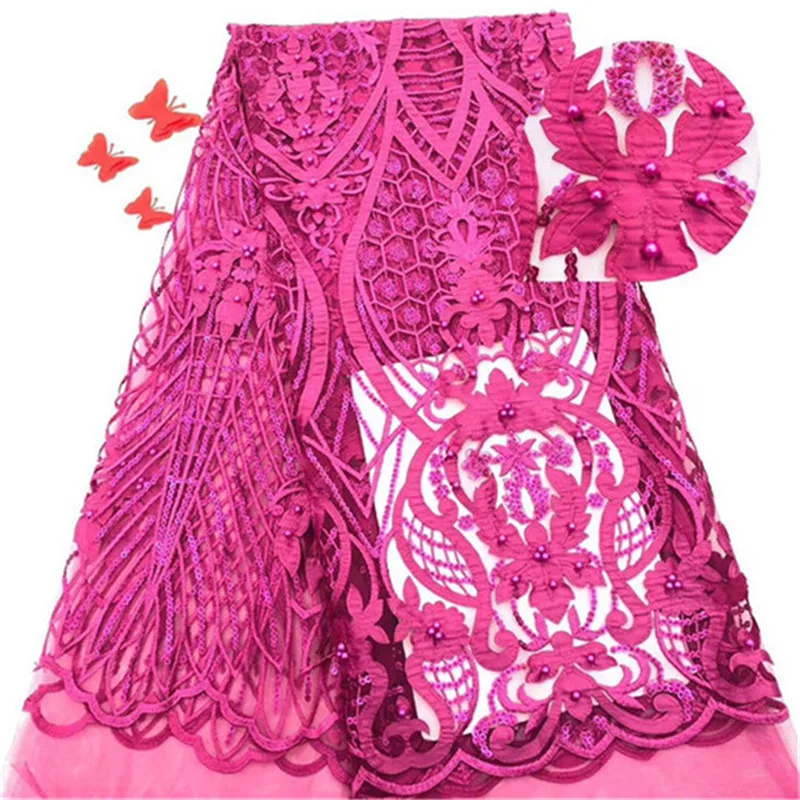 Африканская кружевная ткань с бусинами для вечернего платья цвет серый