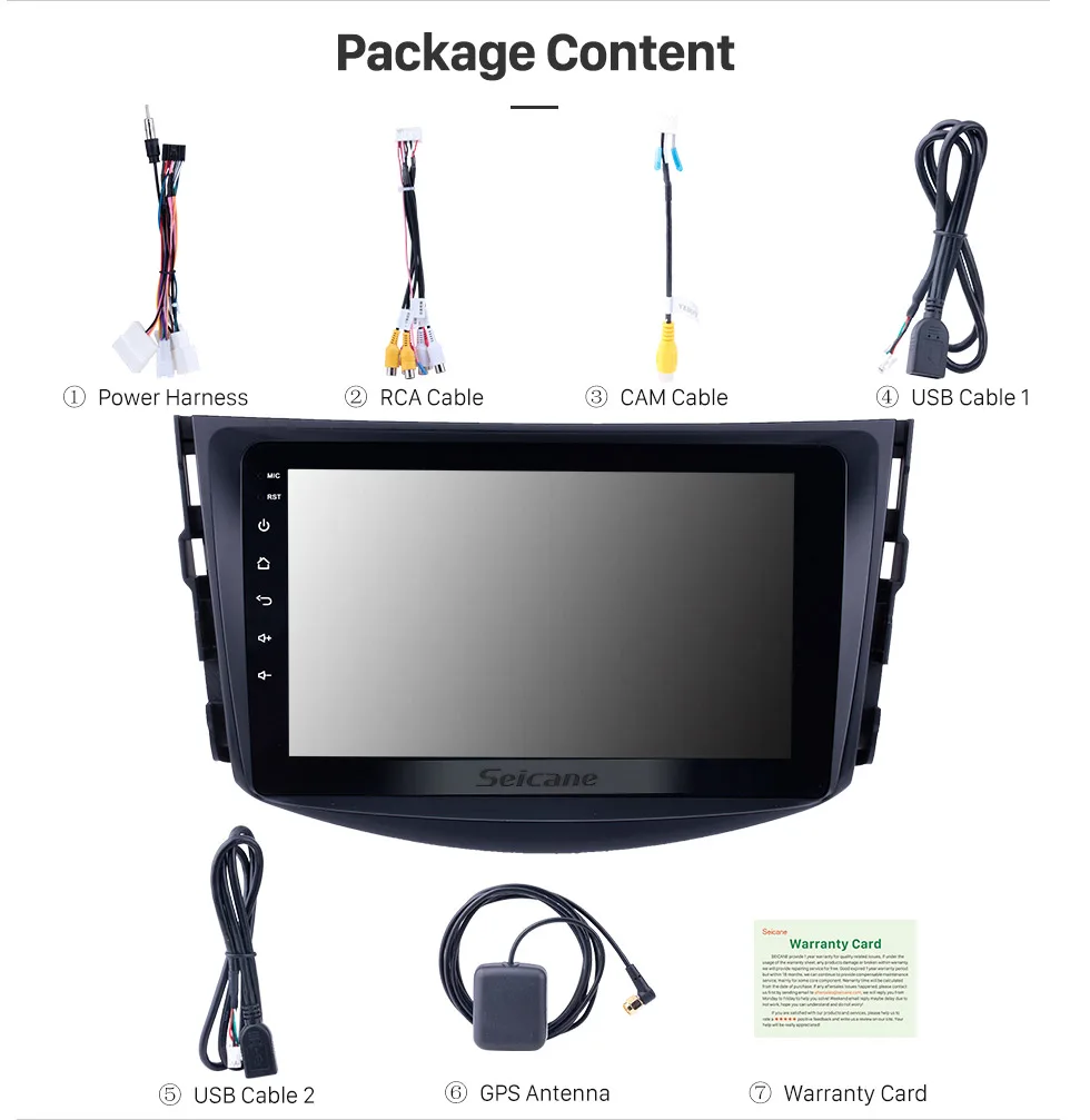 Seicane Автомобильный gps навигатор 2din Android 8,1 автостерео радио для Toyota RAV4 2007 2008 2009 2010 2011 мультимедийный блок плеер