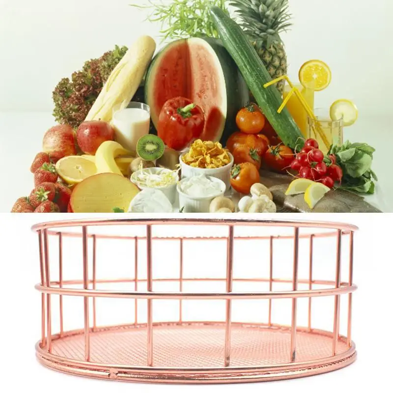 Nordic Style Rose Gold Metal Wire Storage Basket Cosmetic Organizer Holder Home Office Desk Toiletry Collections Bathroom Shelf | Дом и сад