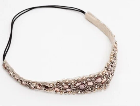 

2021 fashion new handmade beads and crystal headband Elastic hairbands handmade headwear korea style fashion women accessories-L