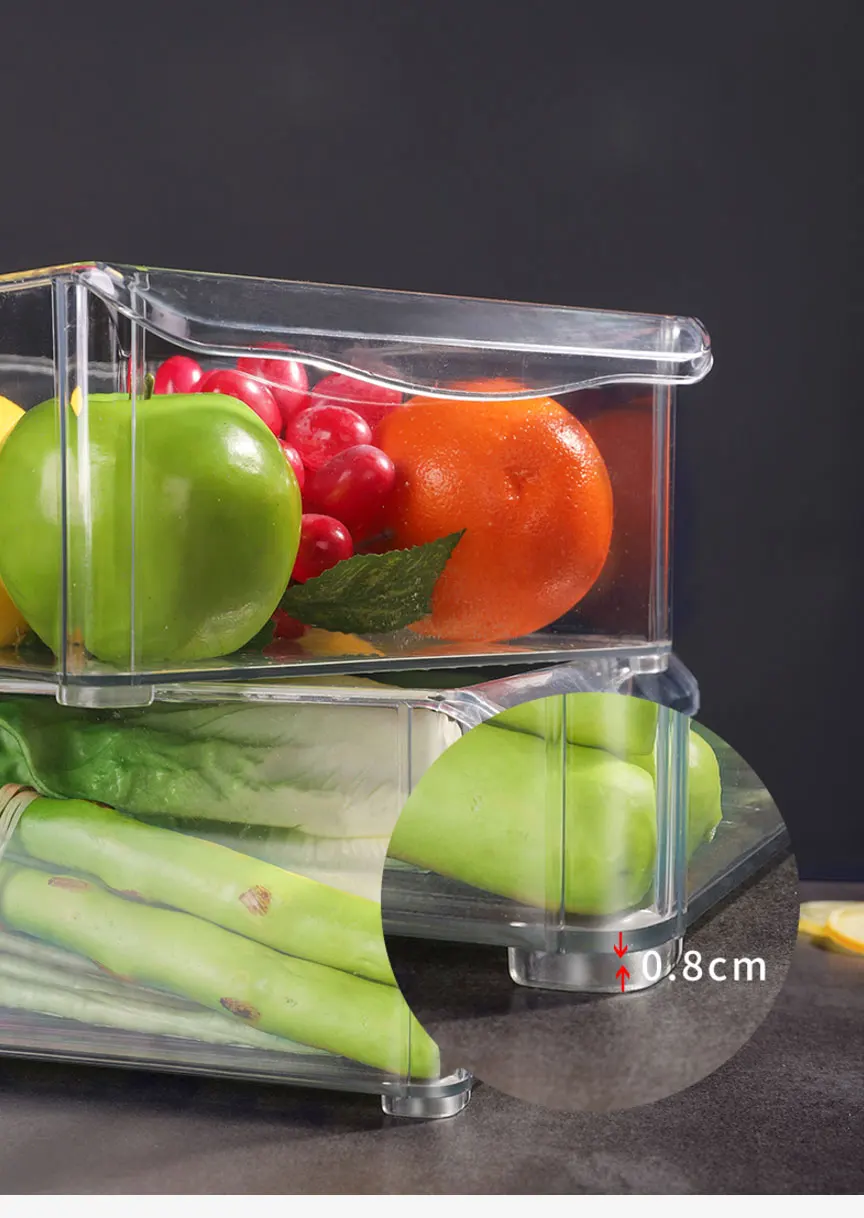 PET Crisper с крышкой кухонный холодильник стеллаж для хранения морозильник ящик для хранения прозрачный контейнер для пищевых продуктов овощи фрукты свежий ящик