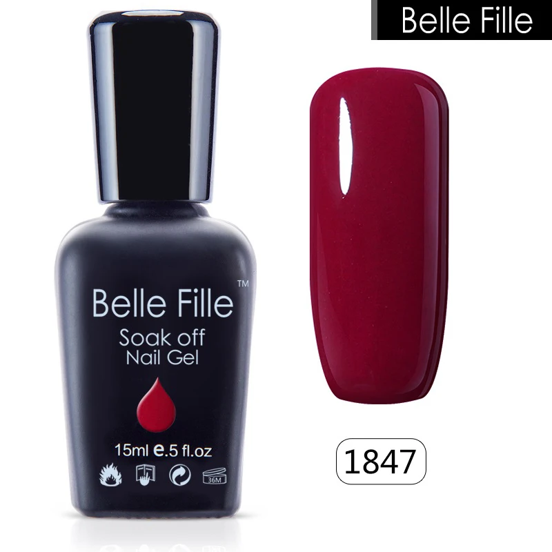 Красно-винный Гель-лак для ногтей Belle Fille зеленый цвет блестящий розовый