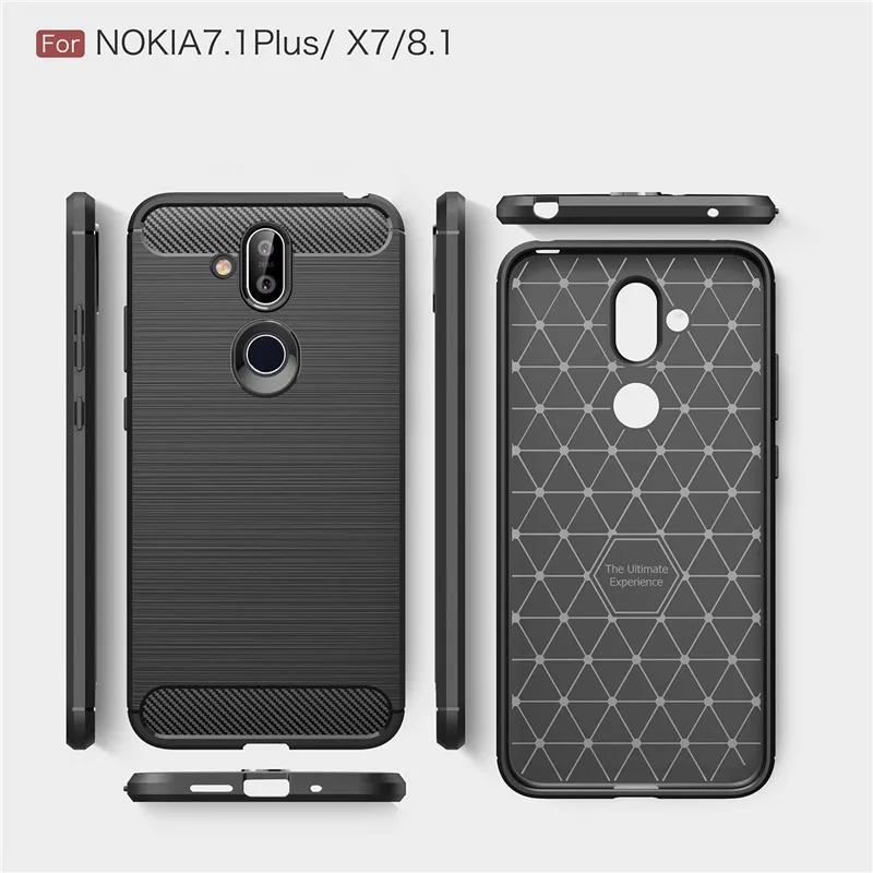 Чехол для телефона из углеродного волокна Nokia 8 1 чехол мягкого ТПУ задняя крышка