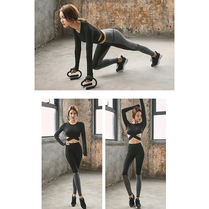 Спортивная футболка женские колготки для фитнеса Cuasual с длинным рукавом