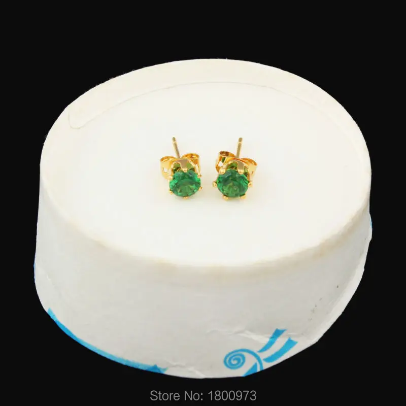 Женские серьги гвоздики Adixyn золотистые круглые с кристаллами 3 цветов|crystal stud