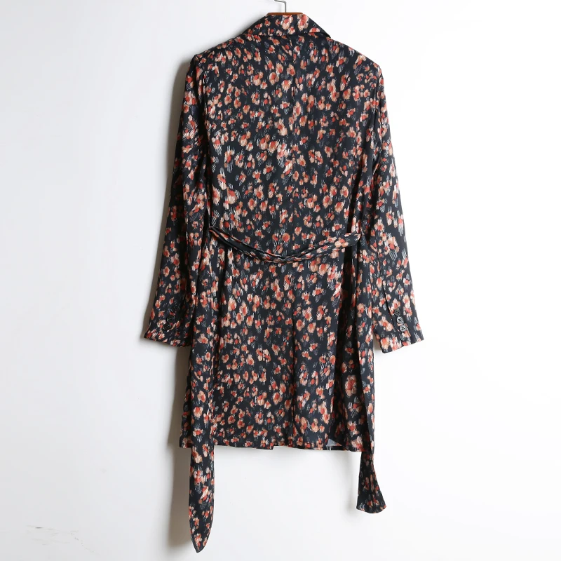 Женские Повседневное ветровка с лацканами двубортный декоративные талии