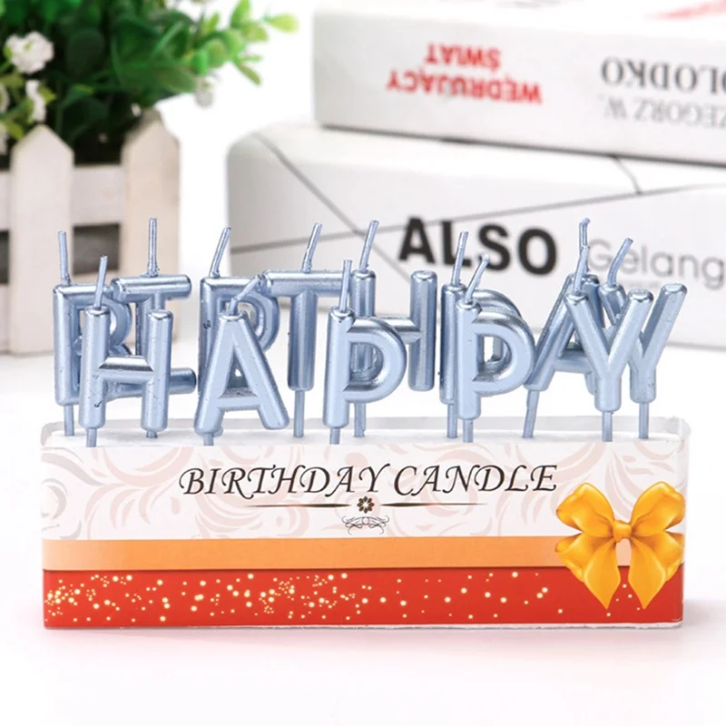 Золотой, серебряный, розовый, с надписью «Happy Birthday», торт, день рождения, праздничные принадлежности, милые свечки на день рождения, для кухни, выпечка в подарок