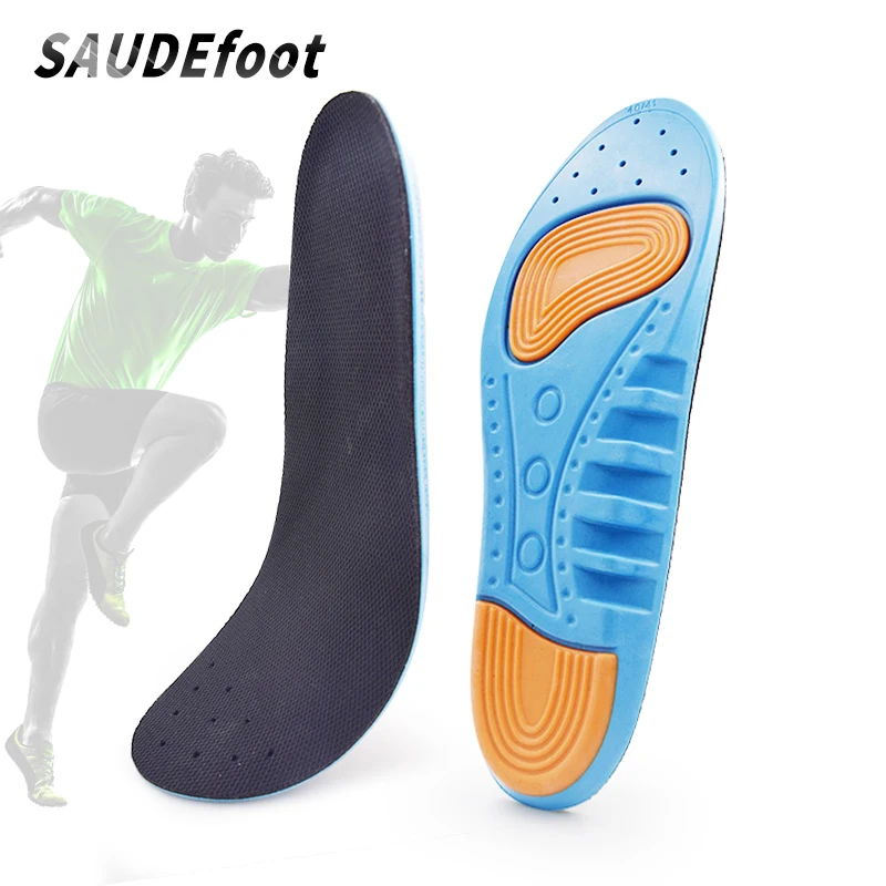 Saudefoot Acupressure Sport Insoles for Flat feet Orthotic PU Insole Men Women Shock Absorption Pads | Обувь