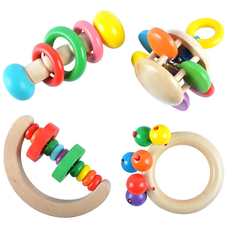 Baby Wooden Bed Bells Orff Instruments Rattle Newborn Early Childhood Music Puzzle Toy Intellectual Development 0-1 Years Old | Игрушки и