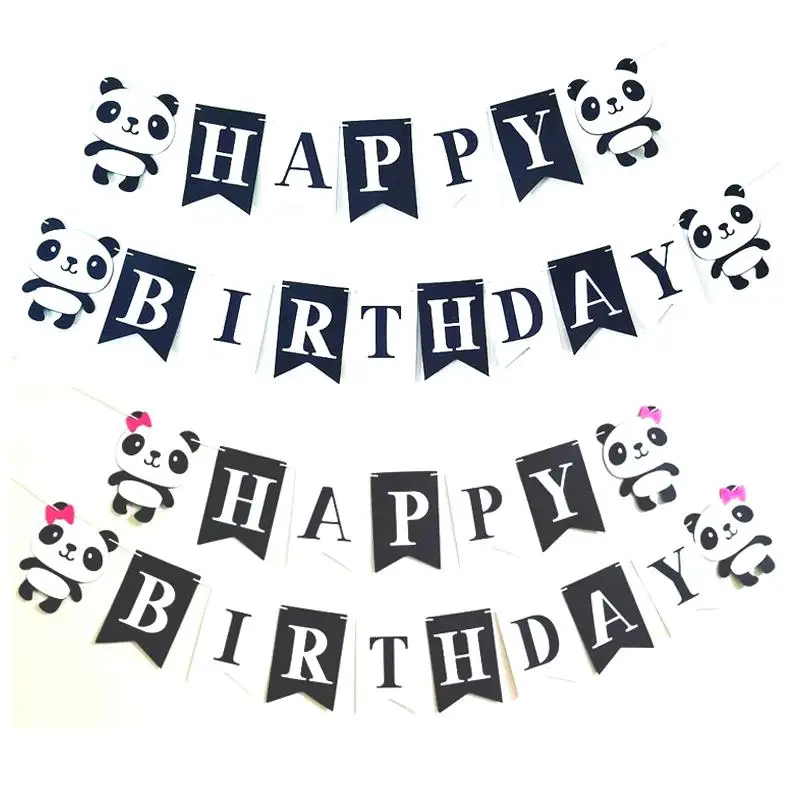 1 комплект вечерние баннеры с рисунком панды надписью Happy Birthday Детские для