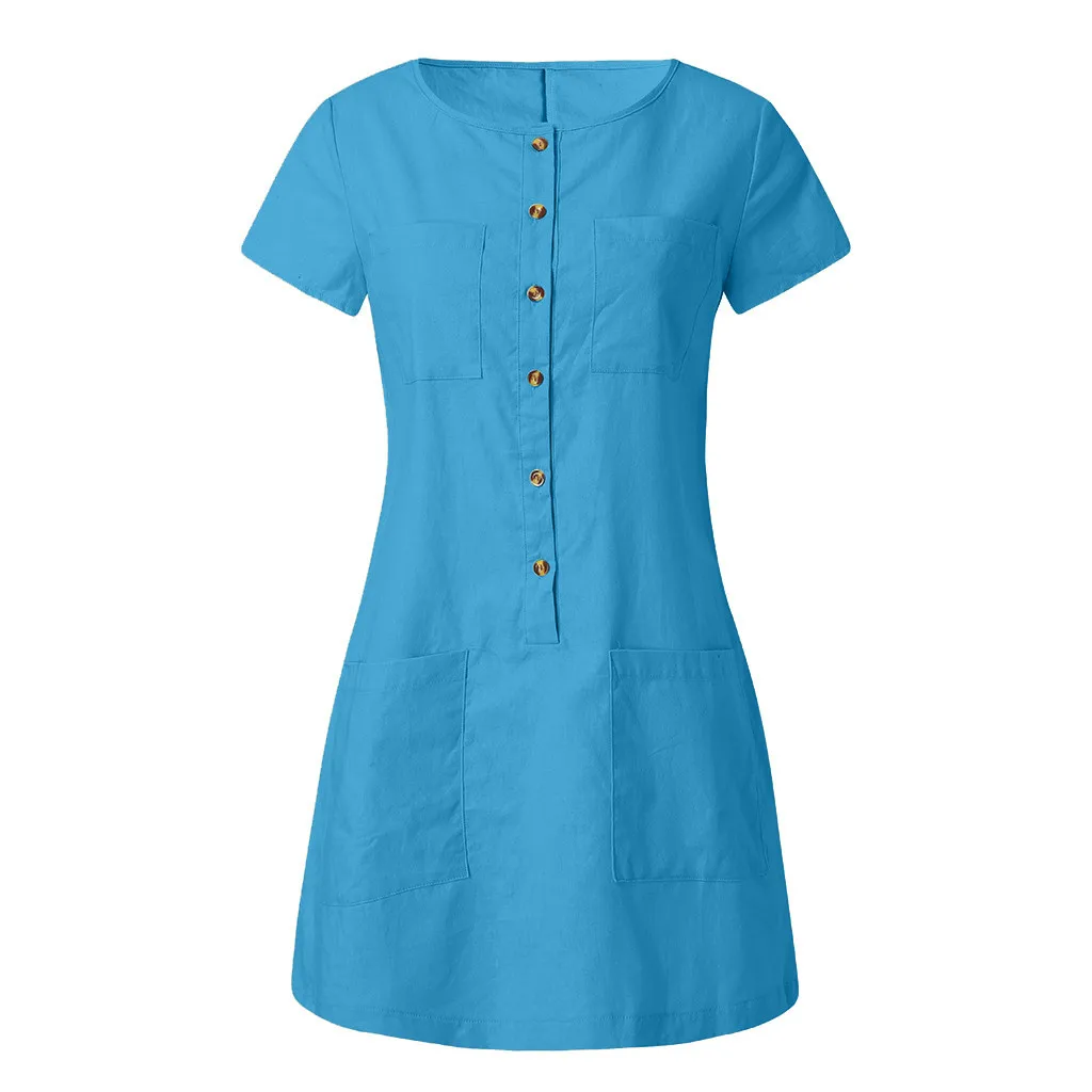 KANCOOLD/женское стильное платье; Feminino Vestido; хлопковое платье; летнее Повседневное платье размера плюс с круглым вырезом; Модное Новое Женское платье; 2019jun12