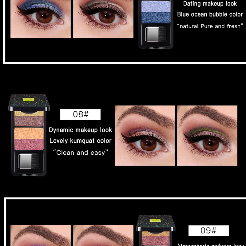 Puadier 3D Shimmer Тени для век Палитра Макияж красочный градиент тени для век порошок водостойкая стойкая Косметика для век