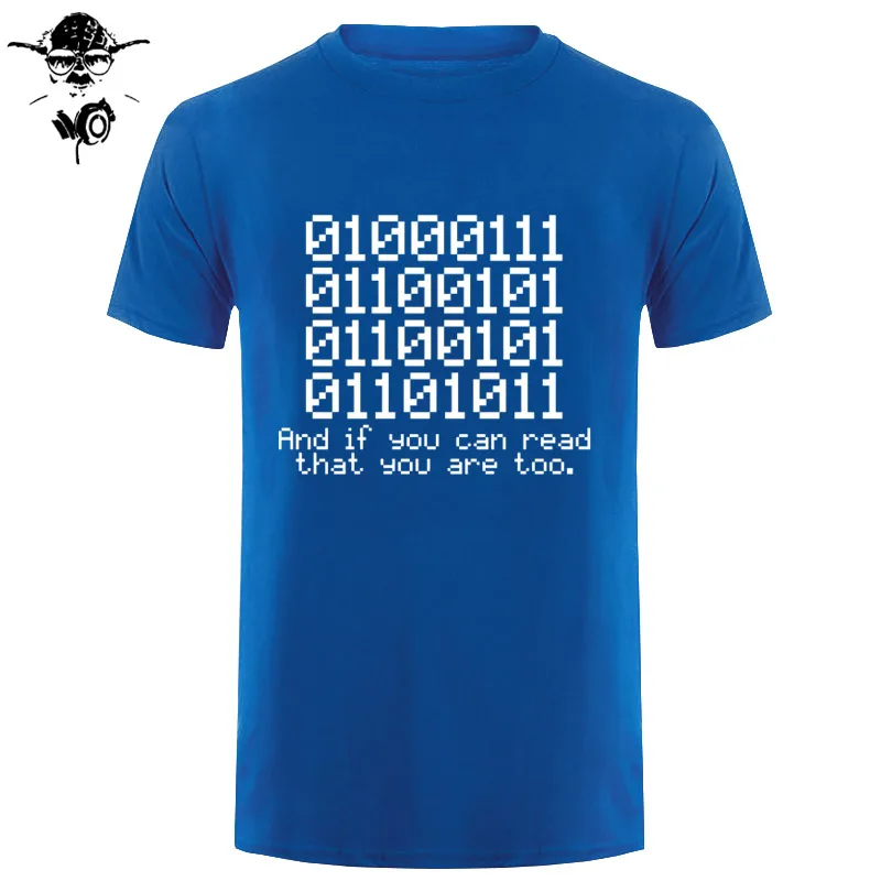 0100 бинарная футболка код Geek Nerd Tech Computing слоган подарок Забавный подарок 123t модные мужские футболки с круглым вырезом футболки - Цвет: blue white