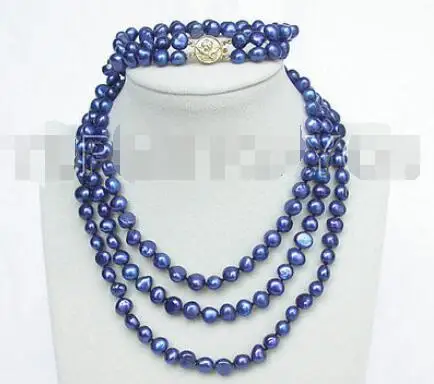Доставка&gt Новый Популярный набор 49 &quot9 мм БАРОККО сапфиро-синий жемчуг ожерелье