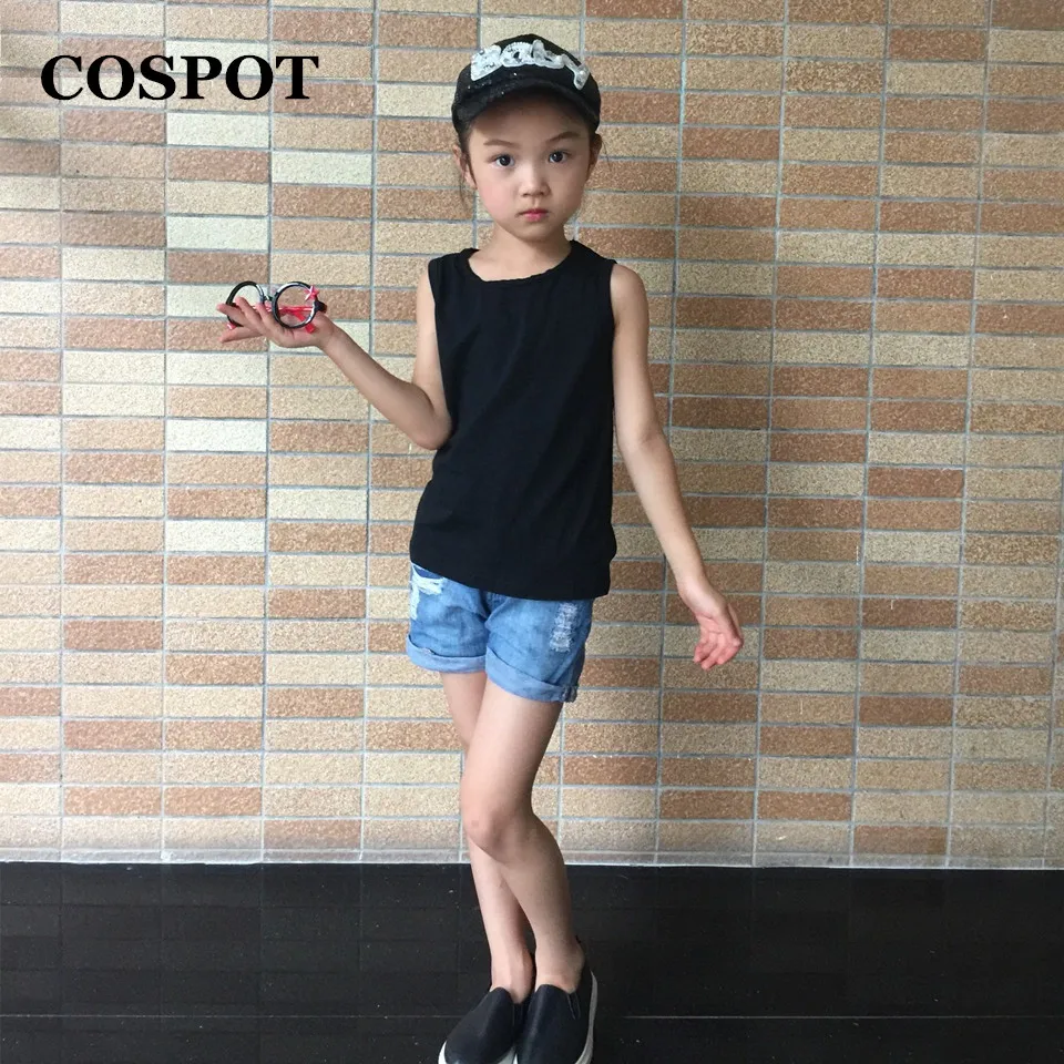 

COSPOT 2022 New Rushed Kids T-shirt Unisex Sleeveless Cotton Black Gray T Shirt Tee Bebes Children Baby Boys Girls Clothes 35