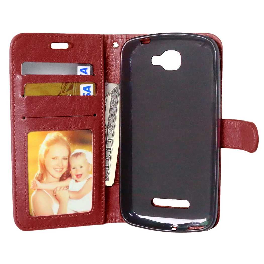 Базовый кожаный чехол для Alcatel One Touch Fierce 2 7040 T Coque откидной Чехол кошелек с