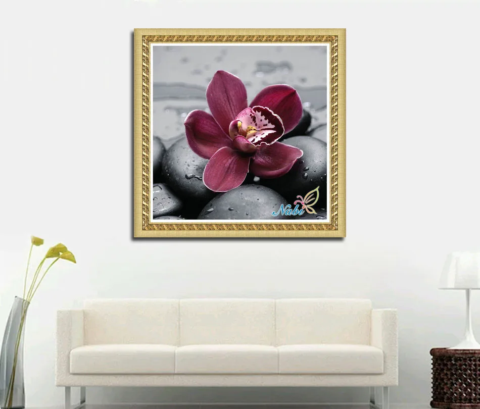 flower orchid foamiran needlework beads beadwork 2321R - Round Diamond embroidery cross stitch diamond mosaic painting | Дом и сад