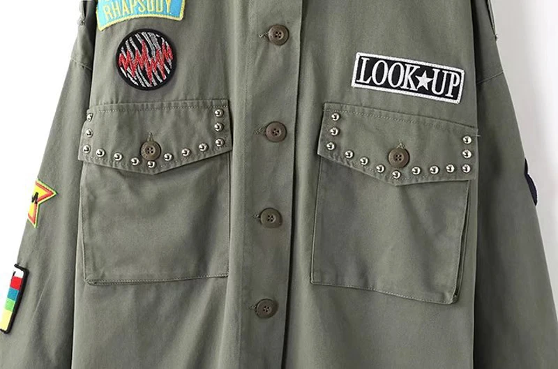 Вышивка куртка осень 2017 г. аппликации baisc Пальто для будущих мам отложным