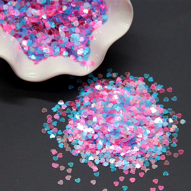 heart dkpink blue3mm Темно-розовый синий микс блесток пайеток 3 мм ультра тонкий блестящая Звезда ПВХ свободные блестки ремесло DIY маникюр Дизайн ногтей украшения 20 г - Цвет: heart dkpink blue3mm