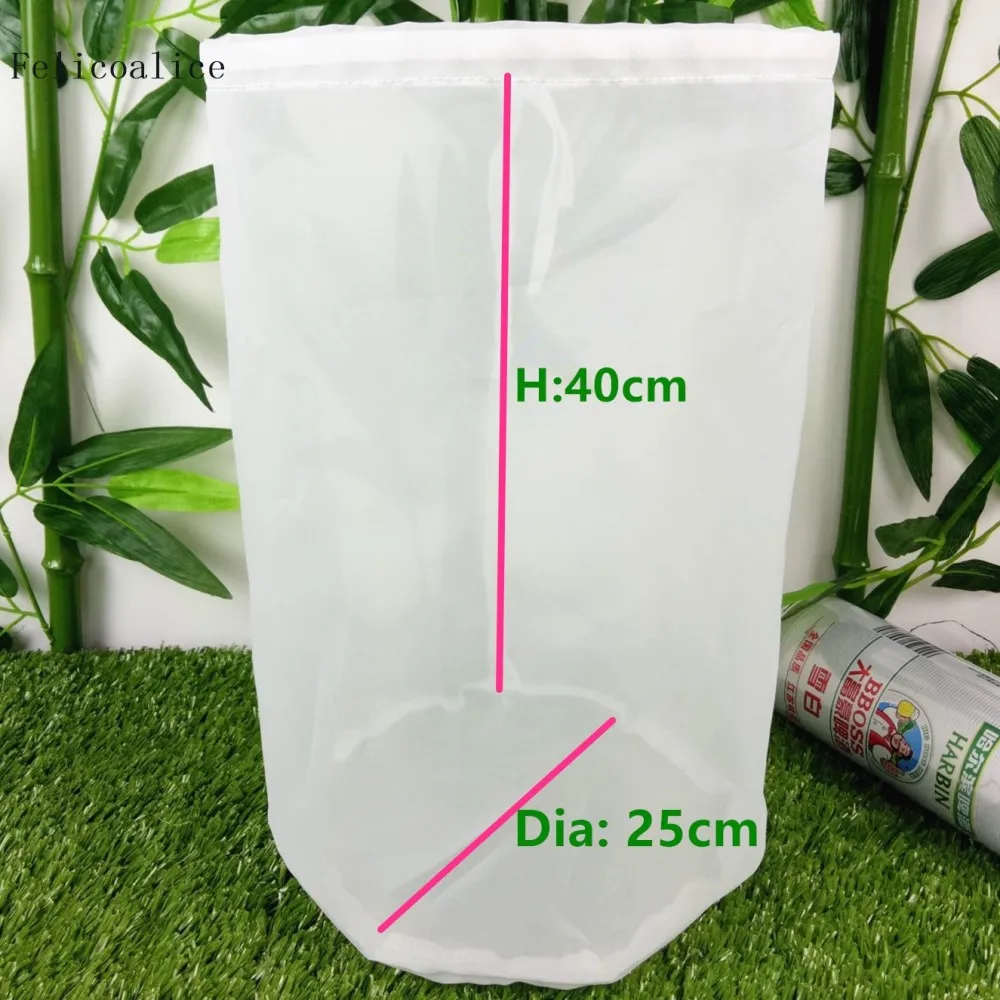 D 25cm H 40cm Felicoalice, 1 шт., 120 микрон, высокое качество, для домашнего пивоварения, пивные аксессуары, пищевой фильтр-мешок для пива, вина - Цвет: D 25cm H 40cm