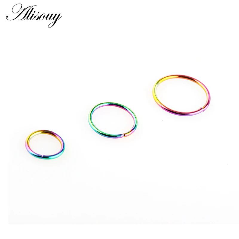 Colorful Alisouy 1 шт. 18 г 20 г простые кольца в нос пирсинг для пупка поддельные перегородки Сплит кольцо Спираль пирсинг ювелирные изделия для тела - Окраска металла: Colorful