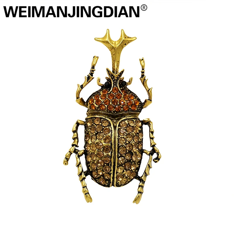 WEIMANJINGDIAN, Новое поступление, античное золото, Цвет Жук, насекомое, брошь, булавки для женщин, модная одежда, аксессуары, ювелирные изделия