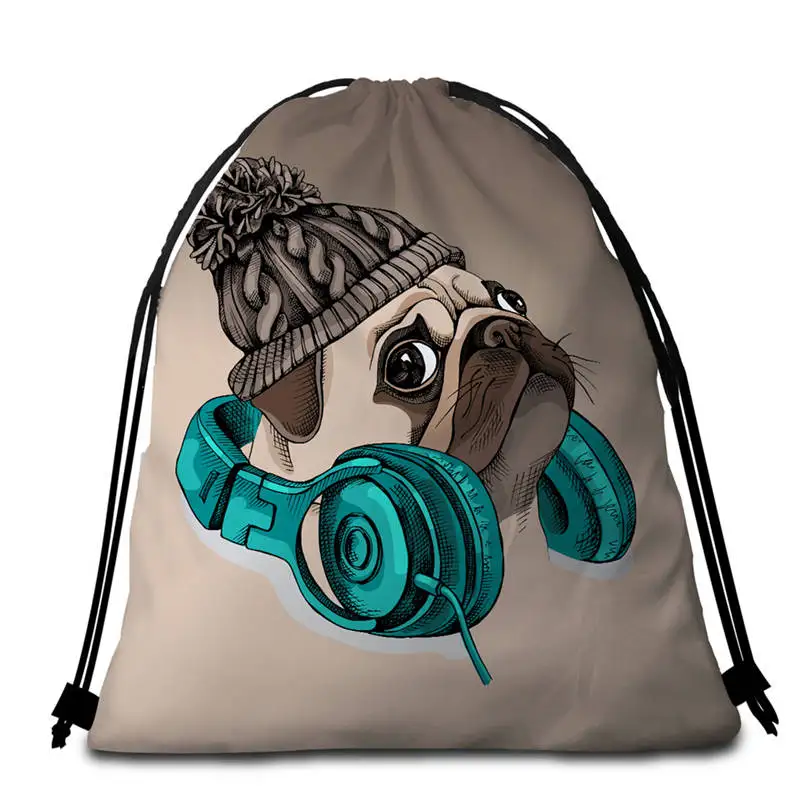 005 Bag Постельное белье Outlet бульдог микрофибра полотенце мультфильм собака розовый горошек пляжное полотенце s Малыш щенок Мопс коврик для пикника ботанический кактус пляжный коврик - Цвет: 005 Bag