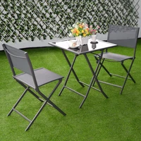 3 pcs bistro set garden backyard table chairs outdoor patio furniture folding hw51582