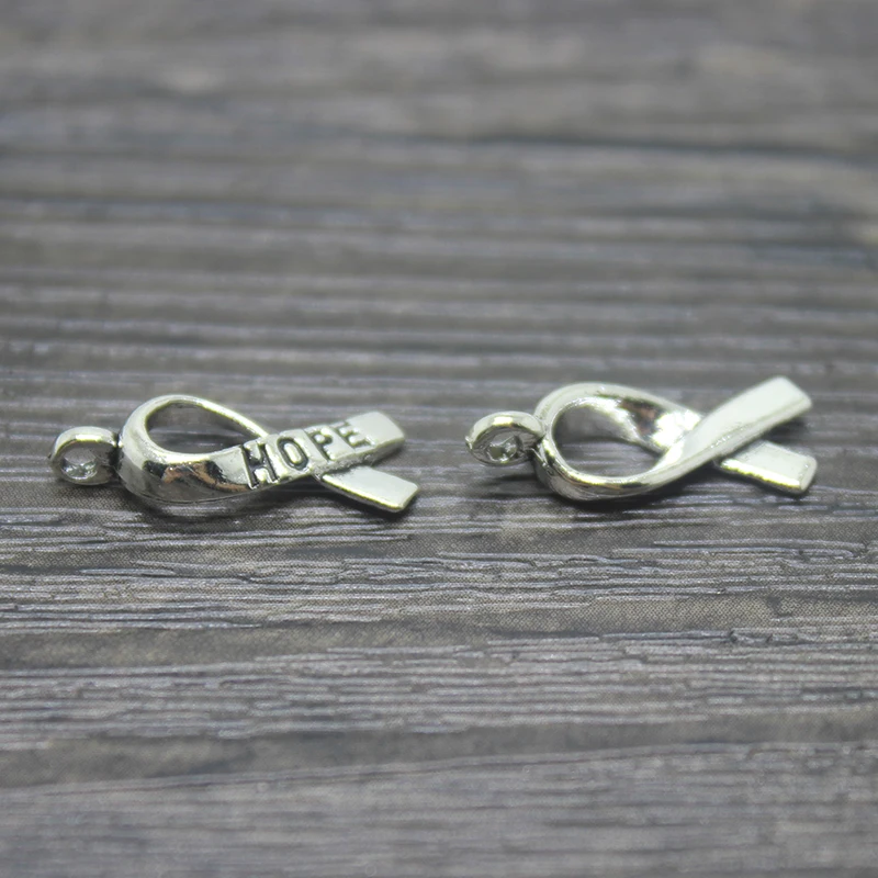 40 шт. Hope рак груди лента осведомленные подвески античное серебро 7x15 мм|awareness