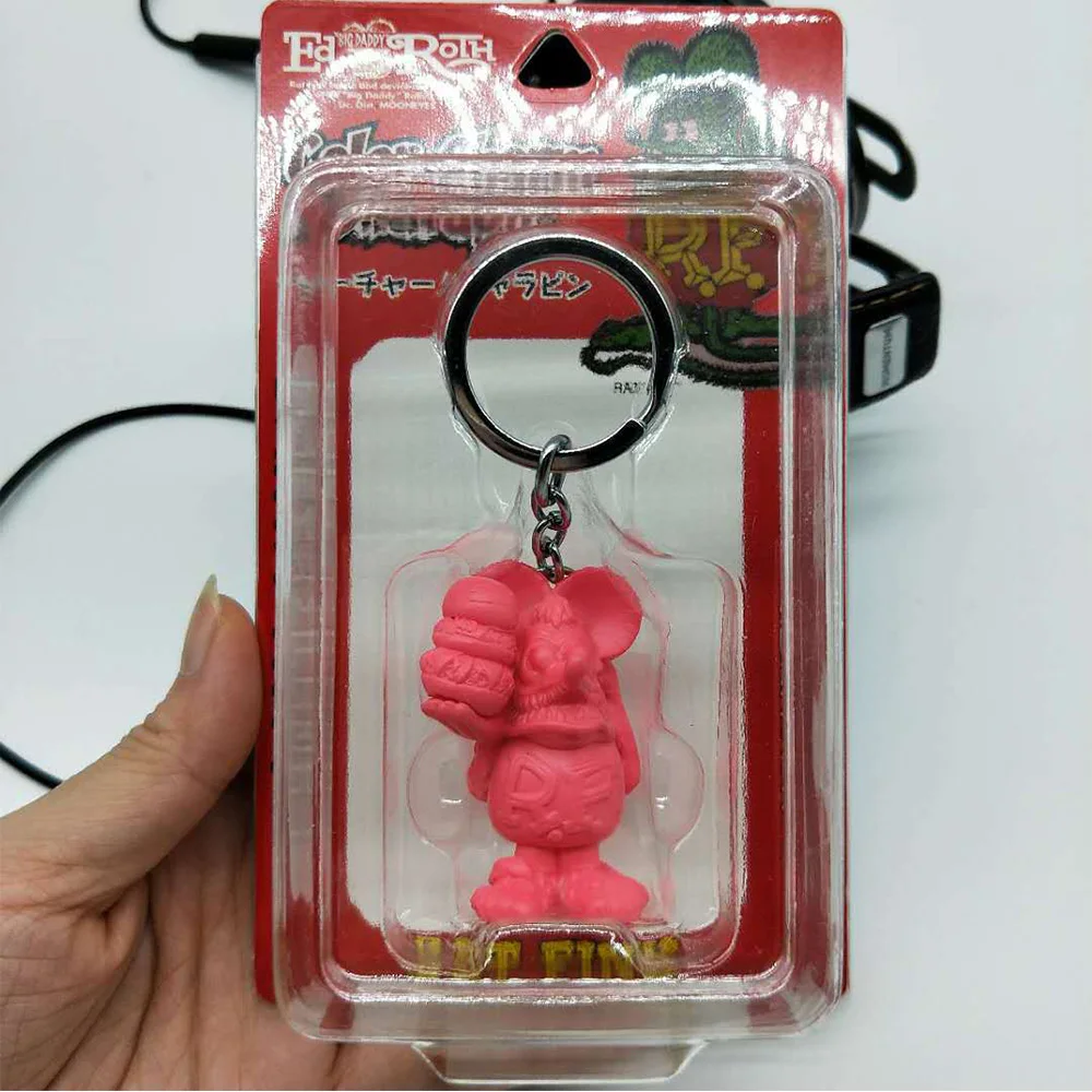 Rat Fink ED Big Daddy Roth Keychain Key Chain Figures Ratfink Doll Key Ring