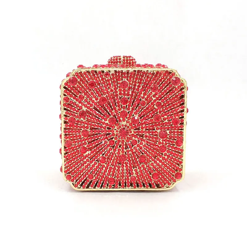 Color 5 red Новые Элегантные женские вечерние маленькие коробки бриллианты Роскошные клатчи винтажный Узор Хрустальные кошельки Свадебные вечерние кошельки - Цвет: Color 5 red