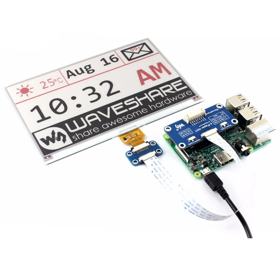 ShenzhenMaker Store 640x384 7 5 дюймов E Ink дисплей шляпа для Raspberry Pi красный черный белый SPI