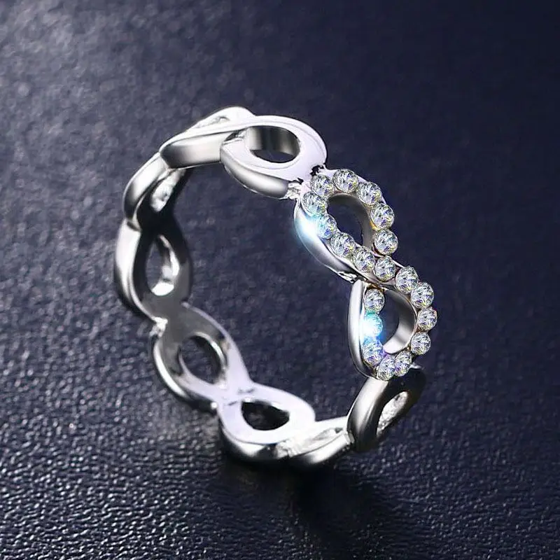 Vnox Бесконечность кольцо для Для женщин Потрясающие Камни серебро Цвет узел