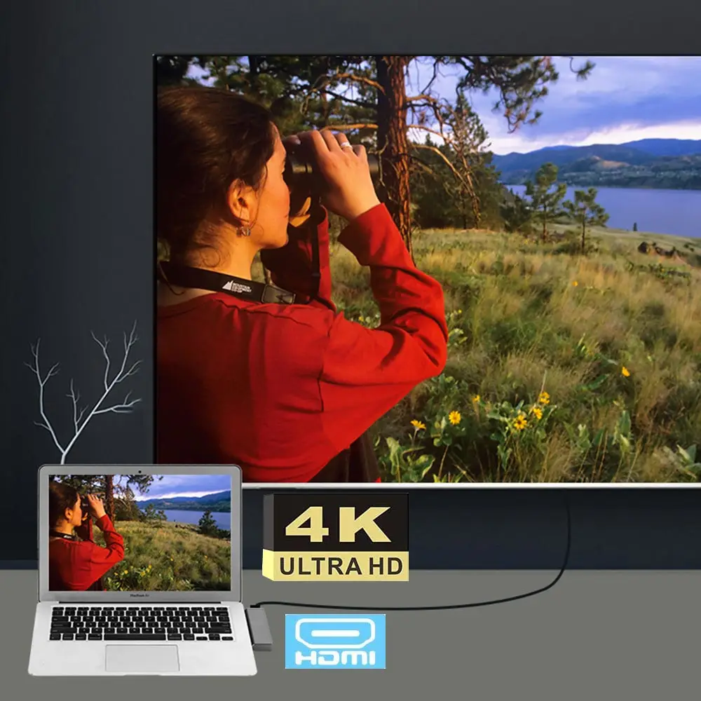 USB-концентратор Ingelo 7 в 1 для MacBook Pro 13 &quot15&quot адаптер Duo Type C 5 Гбит/с PD 4K HDMI microSD/SD RJ45 Lan
