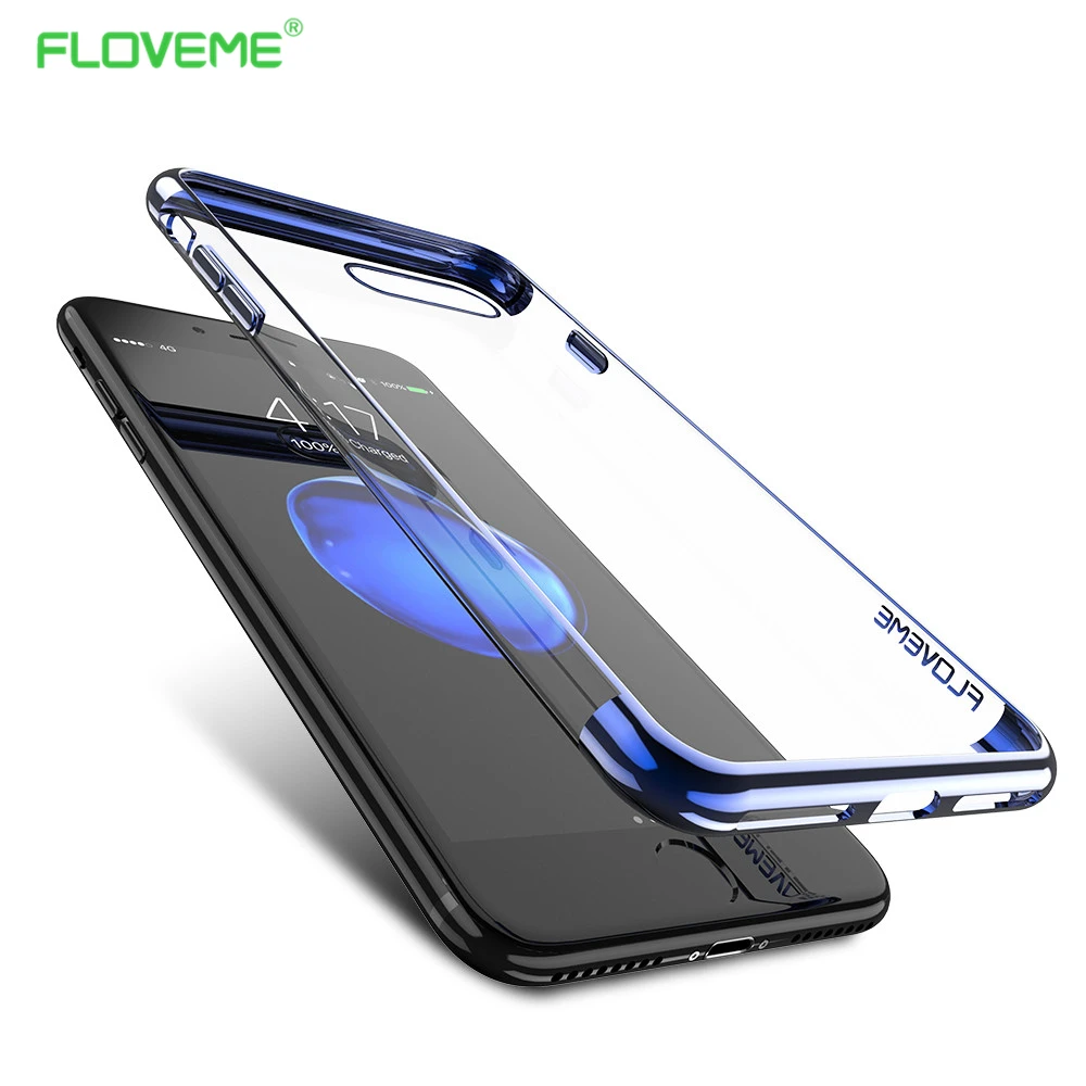 Floveme чехол для iPhone 6 S Fundas Para Móviles 7 плюс Позолоченные Ультра тонкий прозрачный