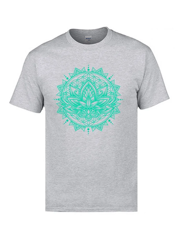 Sacred Lotus печатные футболки Мандала Ом YO GA культивирование мужские индийский
