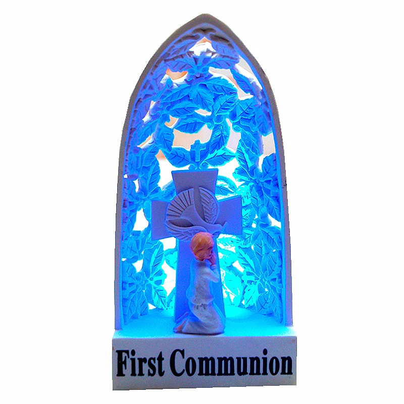 Светодиодный светильник крест эрекция смолы ремесла Святого молитва Семья